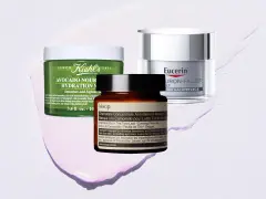 Drei Hautpflegeprodukte: Kiehl's Avocado, Eucerin Hyaluron-Filler, Aesop Chamomile.