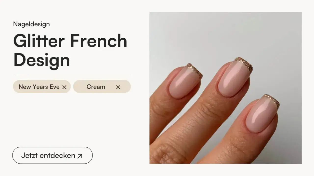Nägel French Rosa Glitzer verschiedene Designs