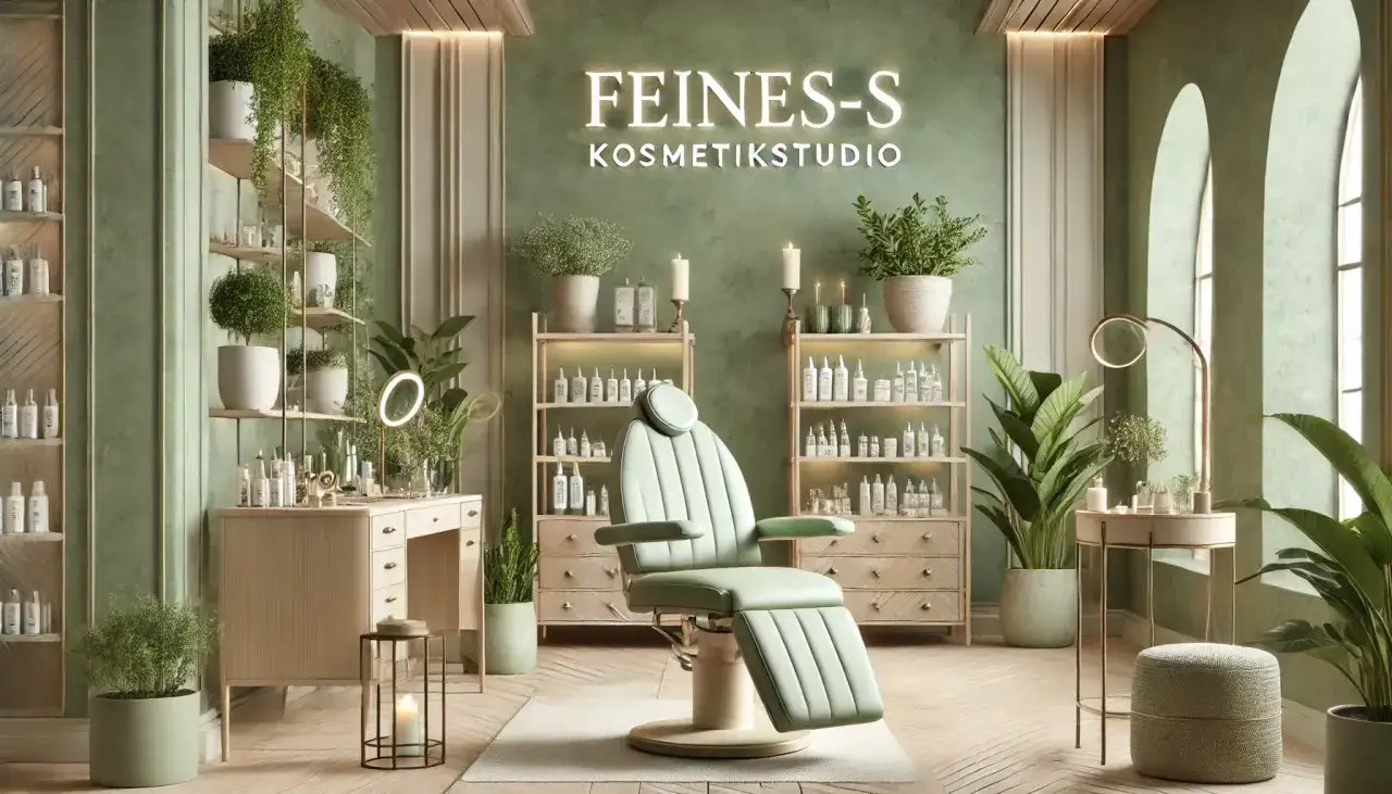 Modernes Kosmetikstudio Interieur mit Pflanzen und Parkblick