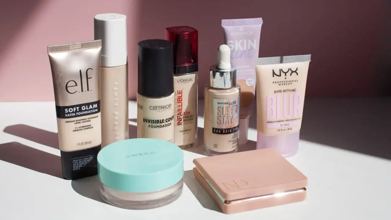 Auswahl von Make-up Produkten für verschiedene Hauttypen
