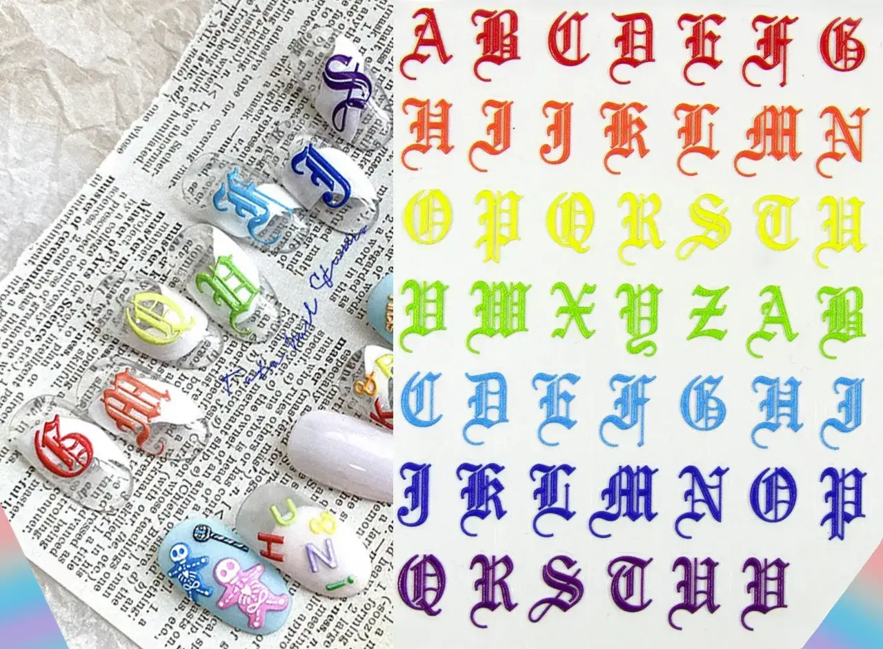 nageldesign buchstaben stile minimalistisch gothic logo